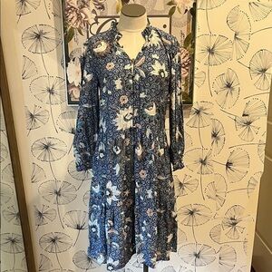 Loft XS Floral Blue Dress